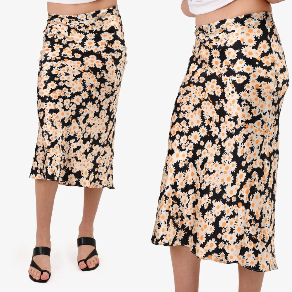 Réalisation Par Floral Midi Slip Skirt Sz XS Daisy Allover Print